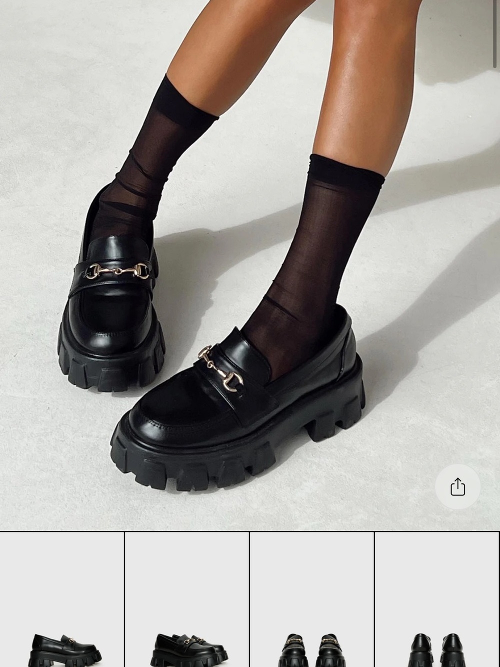 Princess Polly Black Lug-Sole Chain Loafers